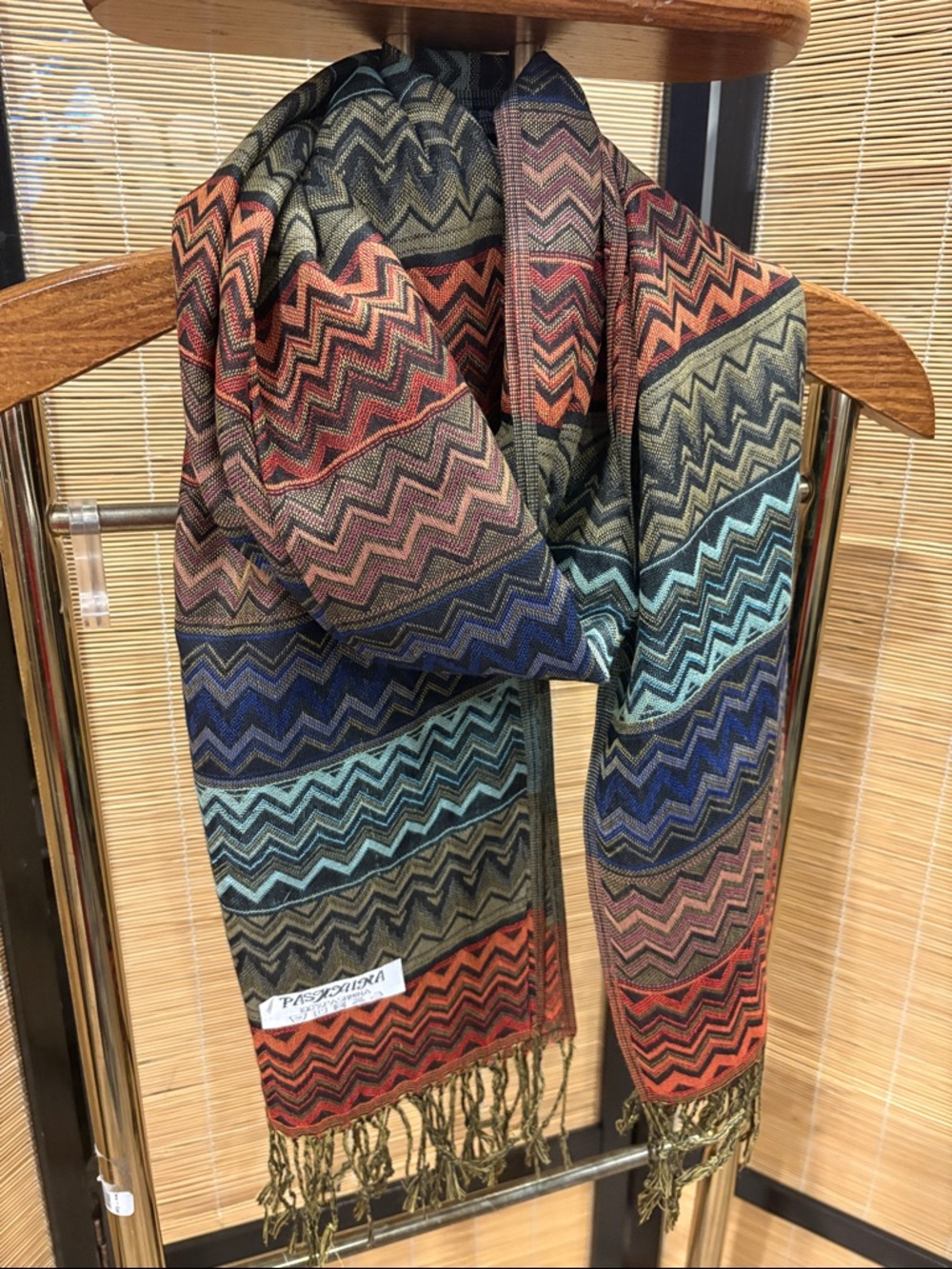 Multicolor Zigzag Fringe Pashmina